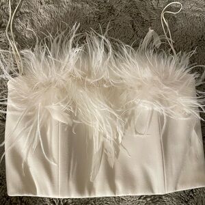 Alice & Olivia Ostrich Feather Trim Top